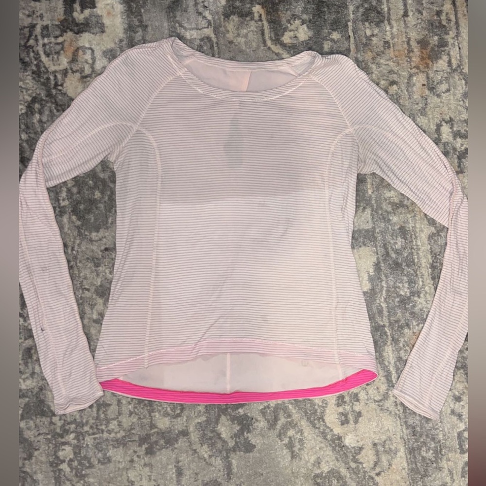 Lululemon light pink striped long sleeve